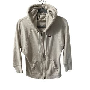 Hollister cream Zip Up Hoodie Y2K